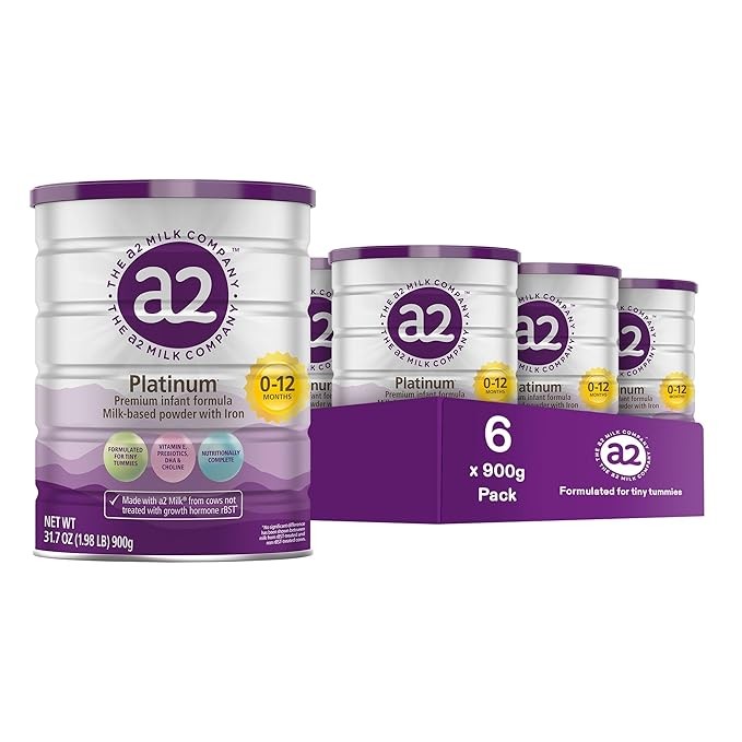 a2 Platinum® Premium Infant Formula for Babies ages 0-12 Months, Milk-Based Powder with Iron. Nutritionally Complete, made with Pure and Natural a2 Milk® - 31.7- oz Can - 6 Pack
